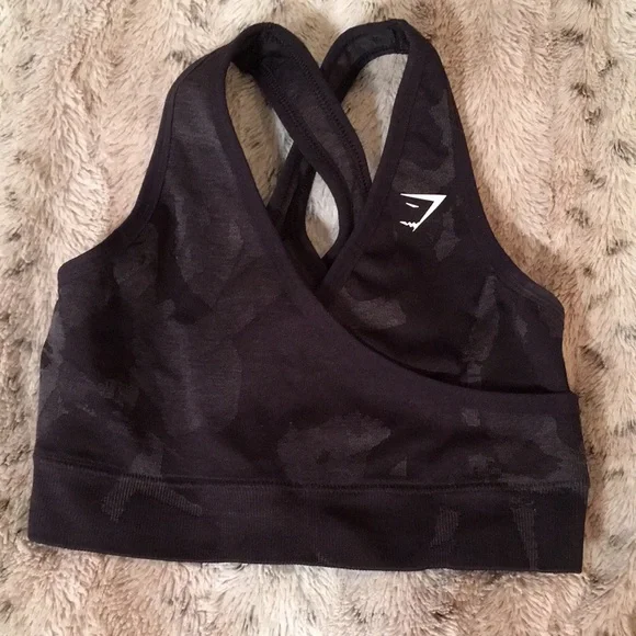 Gymshark Black Sports Bra Moisture-Wicking Racerback NEW - Picture 1 of 10
